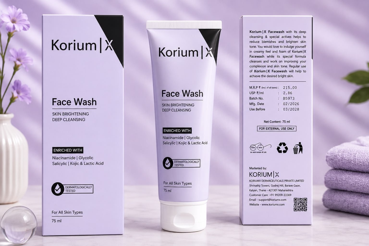KoriumX Facewash Skin Brightening Deep Cleansing Face Wash